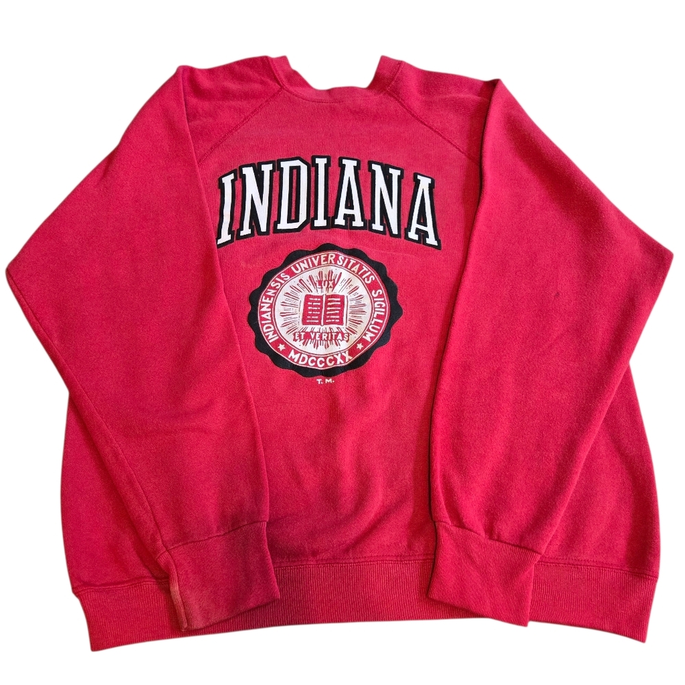 Vintage Indiana University Crewneck Sweatshirt Sweater Tultex‎ Red Size Large